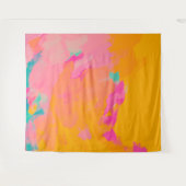 Geel Oranje Roze heldere, kleurrijke Abstracte kun Wandkleed (Voorkant (horizontaal))