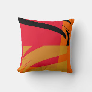 Geel Oranje Roze Retro Abstract Art Deco Kussen