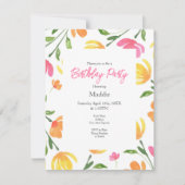 Geel Oranje Roze Waterverf Floral Stems Patroon Kaart (Voorkant)