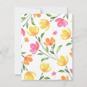 Geel Oranje Roze Waterverf Floral Stems Patroon Kaart (Achterkant)