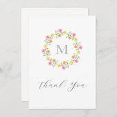 Geel, Oranje, Roze Waterverf Kreukspiegel Bedankkaart (Voorkant / Achterkant)