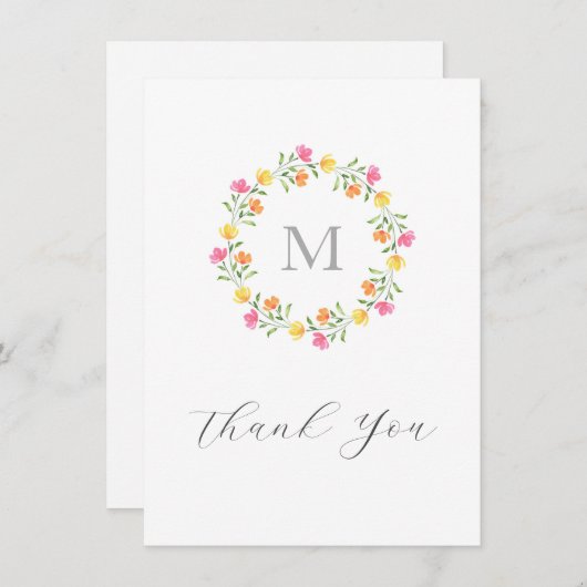 Geel, Oranje, Roze Waterverf Kreukspiegel Bedankkaart (Voorkant / Achterkant)