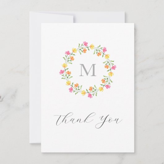 Geel, Oranje, Roze Waterverf Kreukspiegel Bedankkaart (Voorkant)