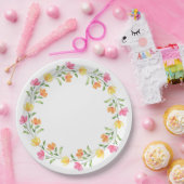 Geel, Oranje, Roze Waterverf Kreukspiegel Papieren Bordje (Feest)