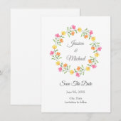 Geel, Oranje, Roze Waterverf Kreukspiegel Save The Date (Voorkant / Achterkant)