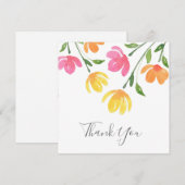 Geel, Oranje, roze Waterverf Kuifjes Bedankkaart (Voorkant / Achterkant)