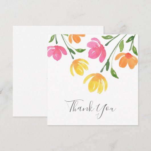 Geel, Oranje, roze Waterverf Kuifjes Bedankkaart (Voorkant / Achterkant)