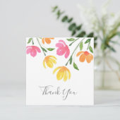 Geel, Oranje, roze Waterverf Kuifjes Bedankkaart (Staand voorkant)