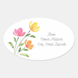 Geel, Oranje, roze Waterverf Kuifjes Ovale Sticker