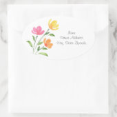 Geel, Oranje, roze Waterverf Kuifjes Ovale Sticker (Tas)