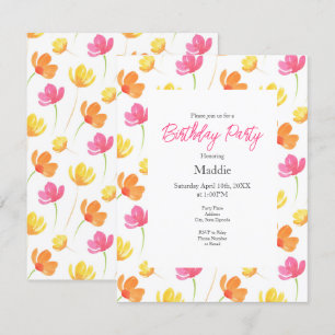 Geel Oranje roze Waterverf ventilatorpatroon Kaart