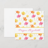 Geel Oranje roze Waterverf ventilatorpatroon Notitiekaartje (Voorkant / Achterkant)