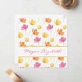 Geel Oranje roze Waterverf ventilatorpatroon Notitiekaartje (Voorkant / Achterkant in situ)