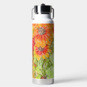 Geel Oranje Rudbeckia Painterly-Blue Afbeelding Waterfles (Voorkant)