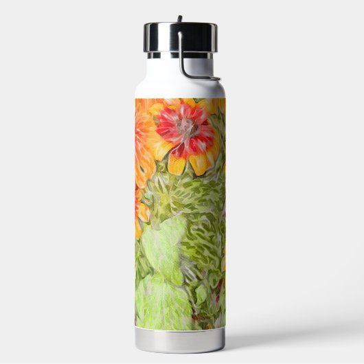 Geel Oranje Rudbeckia Painterly-Blue Afbeelding Waterfles (Links)