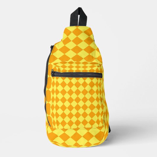Geel Oranje Ruitjes Diamant Patroon Sling Bag (Voorkant)