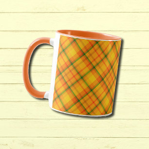 Geel Oranje Schotse Ruit Patroon Mok