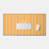Geel Oranje Stripes Witte Monogram Bureaumat (Keyboard & Muis)