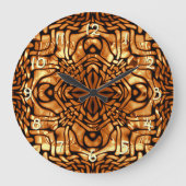 Geel Oranje Taupe Brown Hip Bohemian Bali Art Grote Klok (Voorkant)