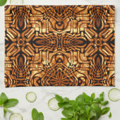 Geel Oranje Taupe Brown Hip Bohemian Bali Art Theedoek (Gevouwen)