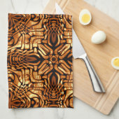 Geel Oranje Taupe Brown Hip Bohemian Bali Art Theedoek (Quarter Fold)