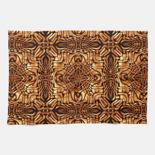 Geel Oranje Taupe Brown Hip Bohemian Bali Art Theedoek (Horizontaal)