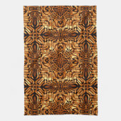Geel Oranje Taupe Brown Hip Bohemian Bali Art Theedoek (Verticaal)
