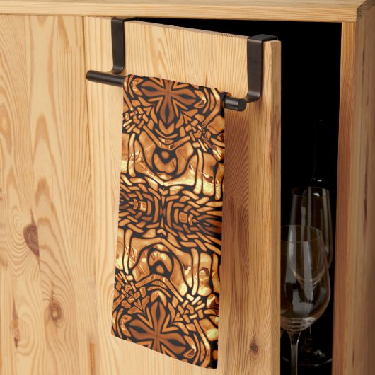 Geel Oranje Taupe Brown Hip Bohemian Bali Art Theedoek (Derde Gevouwen)