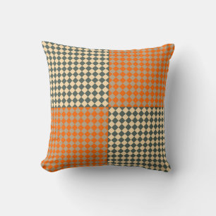 Geel Oranje Taupe Geruit Diamant Patroon Kussen
