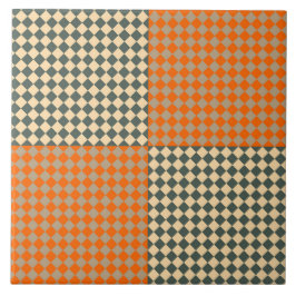 Geel Oranje Taupe Geruit Patroon Tegeltje