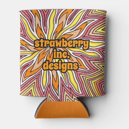 Geel Oranje Trippy Sun Design Koelbox Blikjeskoeler (Voorkant)