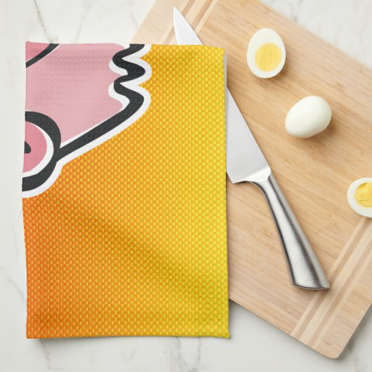 Geel Oranje varken Theedoek (Quarter Fold)