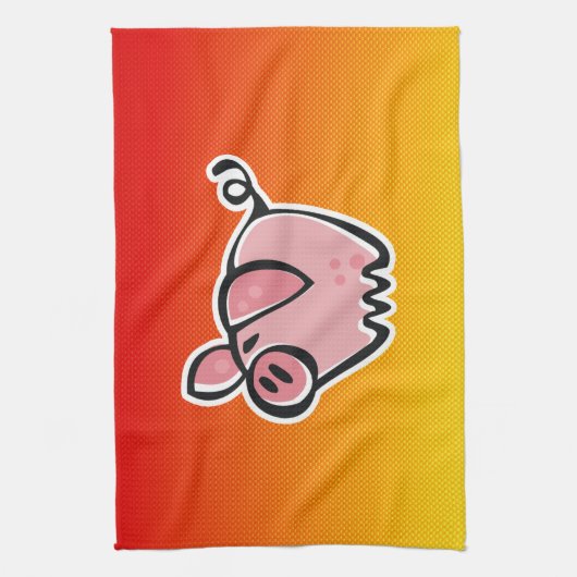 Geel Oranje varken Theedoek (Verticaal)