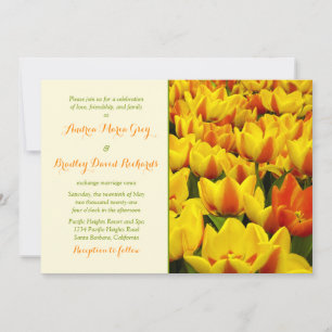 Geel Oranje veld van Tulps Wedding Invitation Kaart