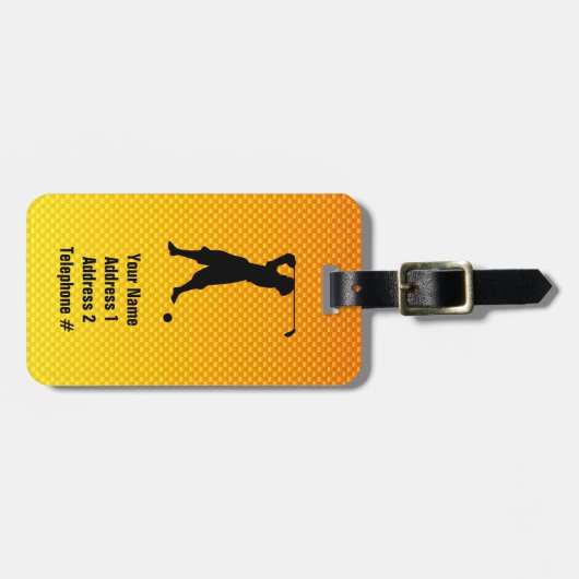 Geel Oranje Vintage Golfer Bagagelabel (Voorkant horizontaal)