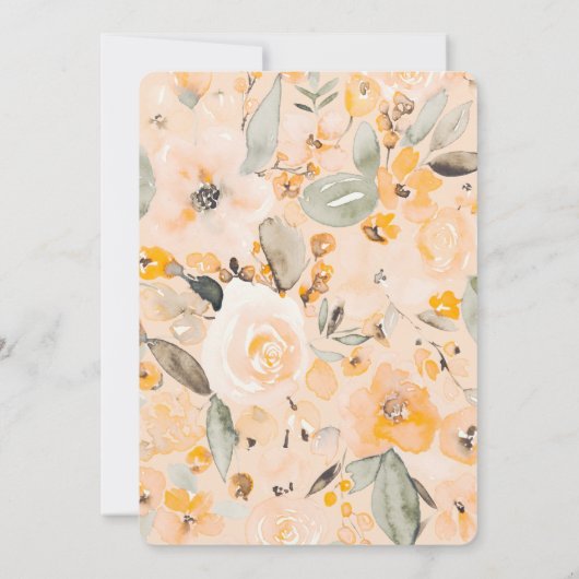 Geel oranje waterverf baby shower kaart (Achterkant)