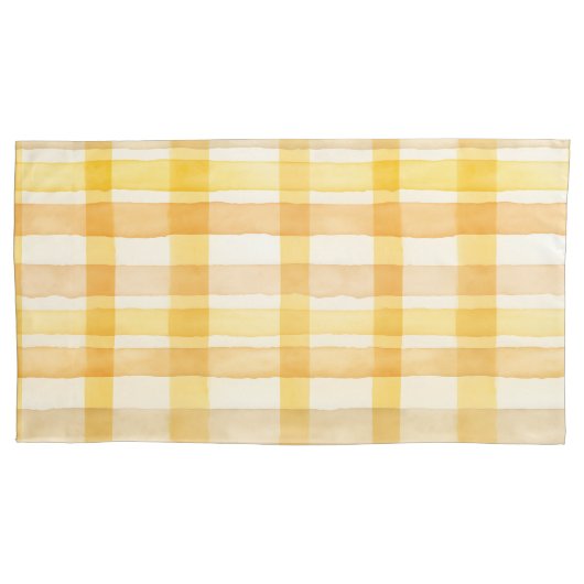 geel, Oranje Waterverf controlepatroon Kussensloop (Voorkant-Links)