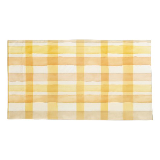 geel, Oranje Waterverf controlepatroon Kussensloop (Achterkant-Links)