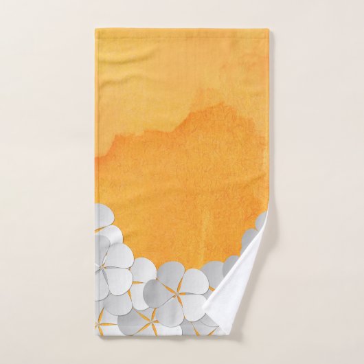 Geel-Oranje Waterverf en witte bloemen Bad Handdoek (Handdoek)