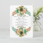 Geel Oranje Waterverf Floral Rehearsal Dinner Kaart (Staand voorkant)