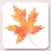 Geel Oranje Waterverf Maple Leaf Bier Onderzetter (Voorkant)