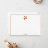 Geel Oranje Waterverf Maple Leaf Notitiekaartje (Voorkant / Achterkant in situ)