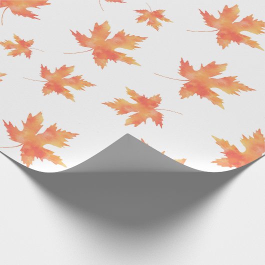 Geel Oranje Waterverf Maple Leaf Pattern Cadeaupapier (Hoek)