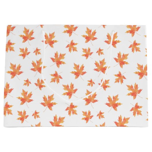 Geel Oranje Waterverf Maple Leaf Pattern Groot Cadeauzakje (Voorkant)