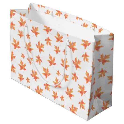 Geel Oranje Waterverf Maple Leaf Pattern Groot Cadeauzakje (Achterkant Gekanteld)