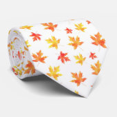 Geel Oranje Waterverf Maple Leaf Pattern Stropdas (Opgerold)