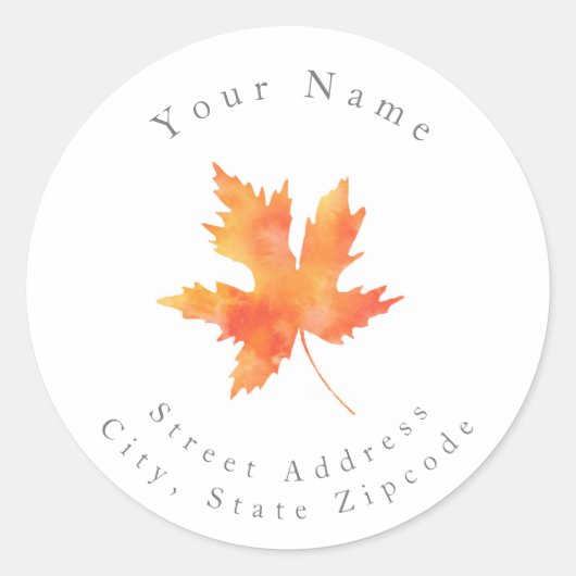 Geel Oranje Waterverf Maple Leaf Ronde Sticker (Voorkant)