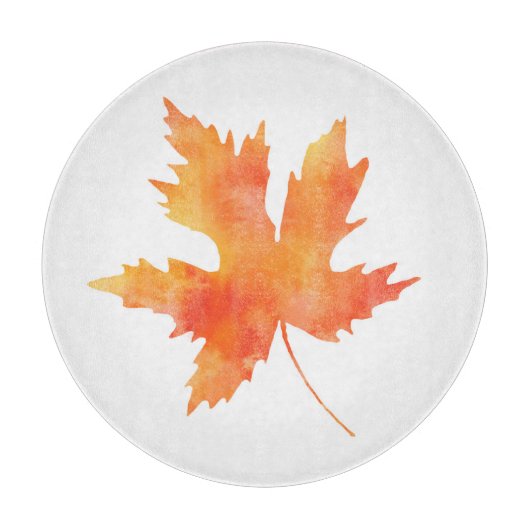 Geel Oranje Waterverf Maple Leaf Snijplank (Voorkant)