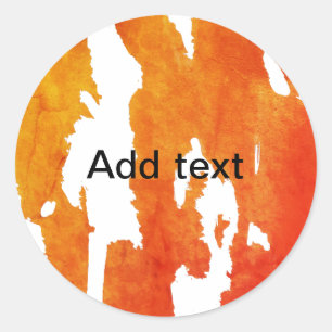 Geel oranje waterverf tekst toevoegen abstracte ve ronde sticker
