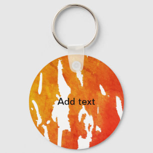 Geel oranje waterverf tekst toevoegen abstracte ve sleutelhanger